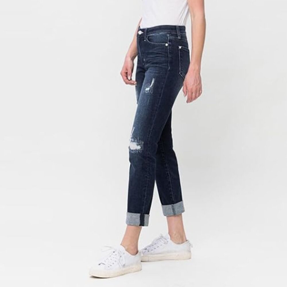 Judy Blue Cuffed Destroy Boyfriend Jeans - Picture 2 of 3